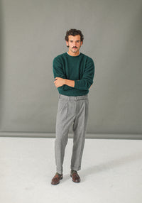Pantalon Flanelle double pinces - Gris Clair